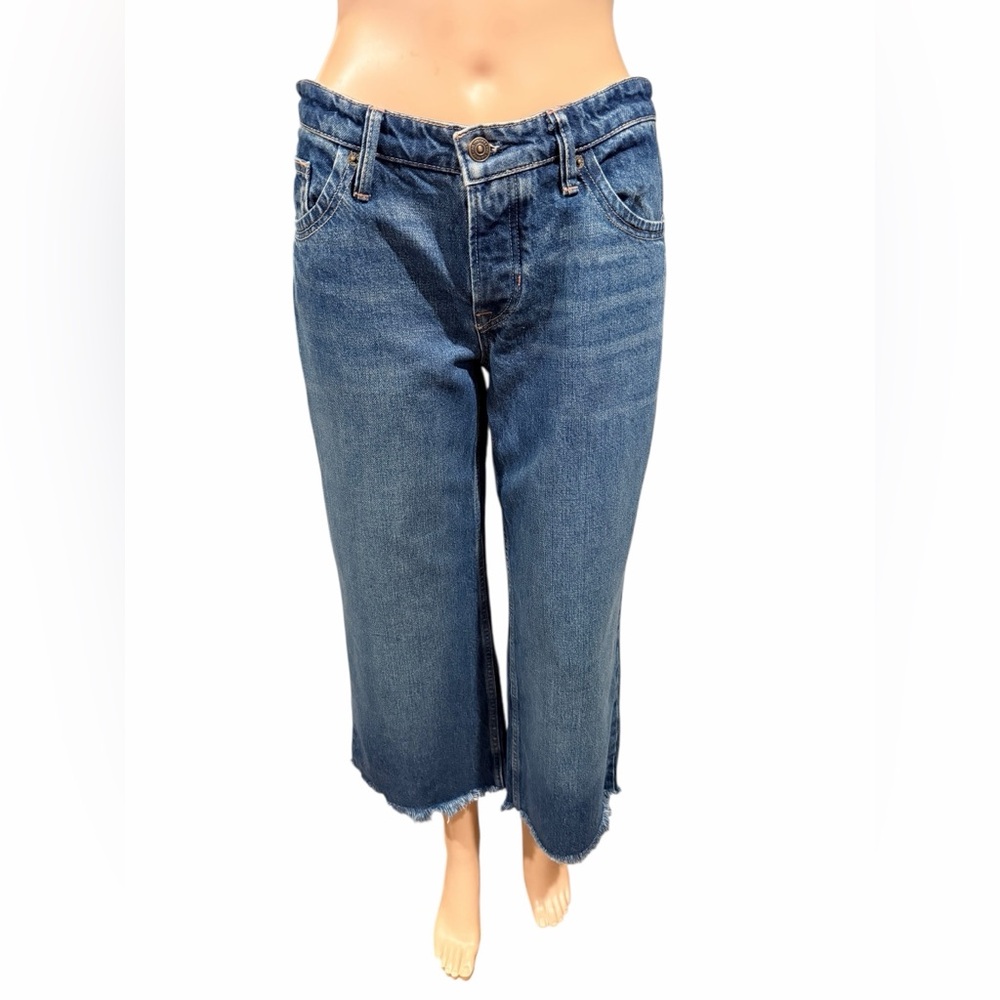 Free People We The Free Wide Leg Loose Fit Raw Hem Jeans - Picture 2 of 13